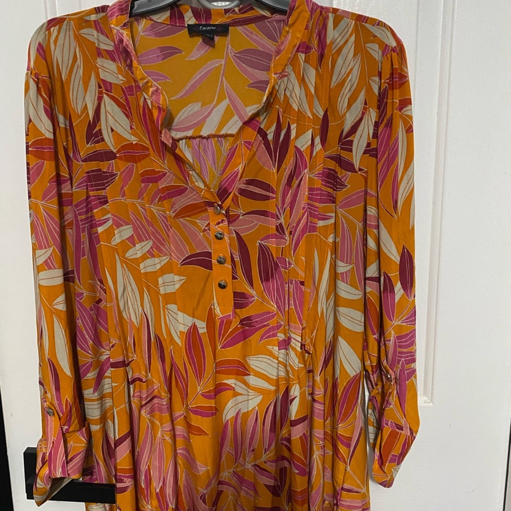 Colorful Leaf Print Blouse autumn colors top